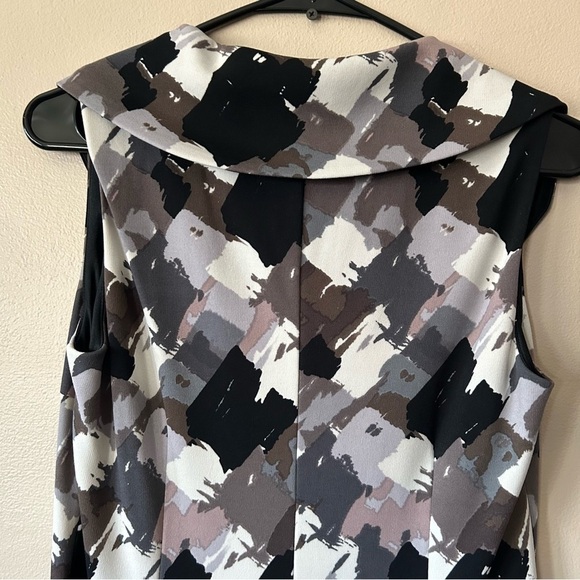 Muse Sleeveless Black & Grey Abstract Sheath Dress Size 8 - Picture 7 of 11